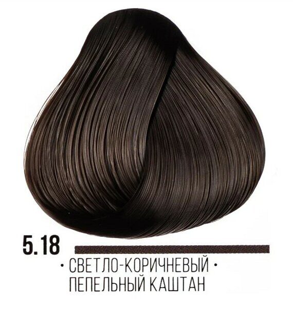 Стойкая крем краска для волос ААА 5.18 светло-коричневый пепельный каштан Hair Crem Colourant 100мл Kaaral Карал