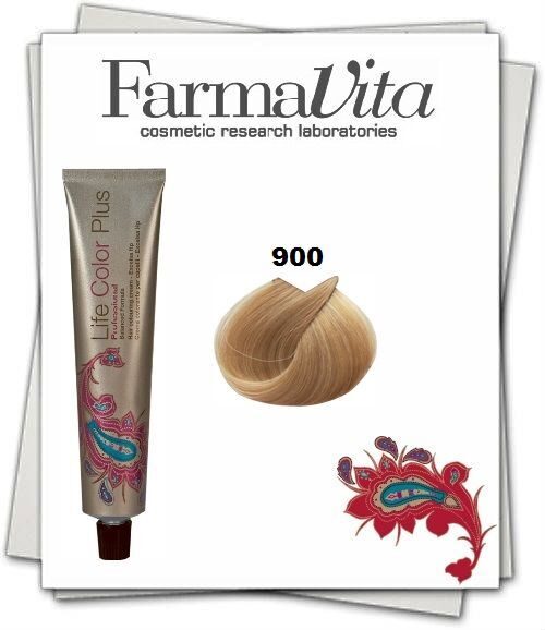 Farmavita Life Color Plus Professional Стойкая крем-краска 900 Очень-светлый блондин, сильный осветлитель, 100 мл.